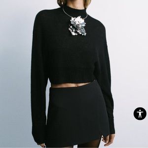 Zara Mock Neck Cropped Sweater